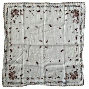 Authentic Burberry Vintage Ivory and Crystal Shaped Patterned Handkerchief